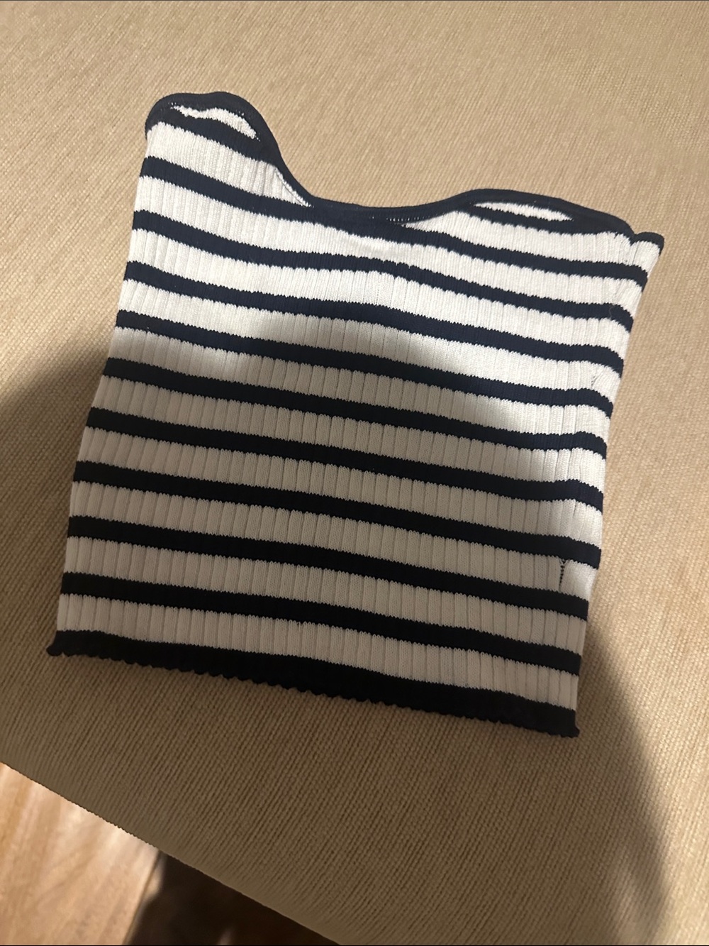 Divided Striped Ribbed Tank Top in White and Black